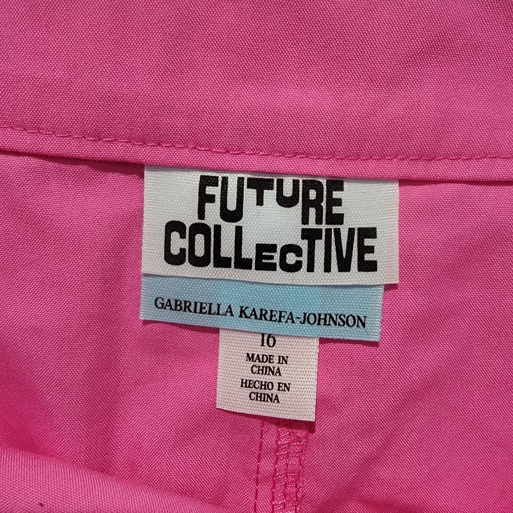 NWT Future Collective Gabriella Karefa-Johnson Hot Pink Wrap Mini Skirt Size 16 - Picture 6 of 9